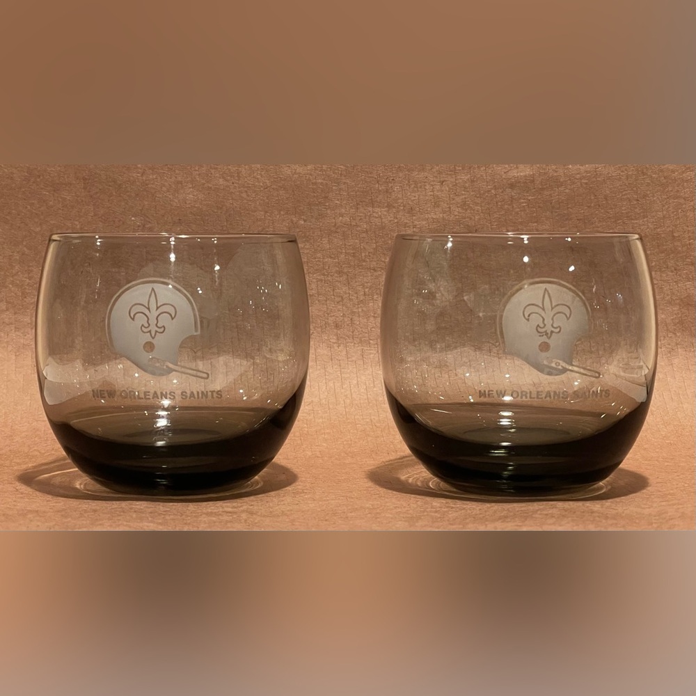 NFL New Orleans Saints Logo Smokey Gray Glasses Set of 2